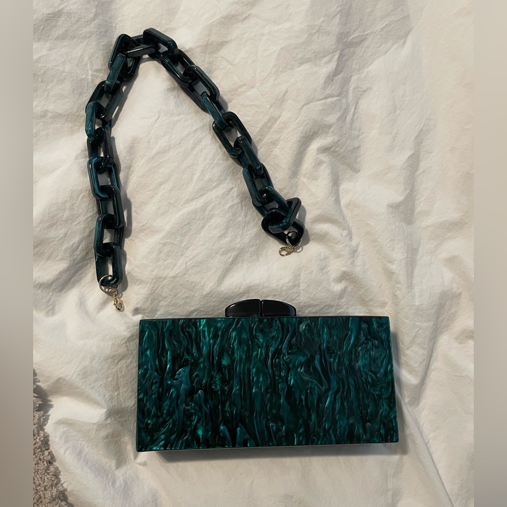 Tuckernuck Green Clutch with Chain Strap